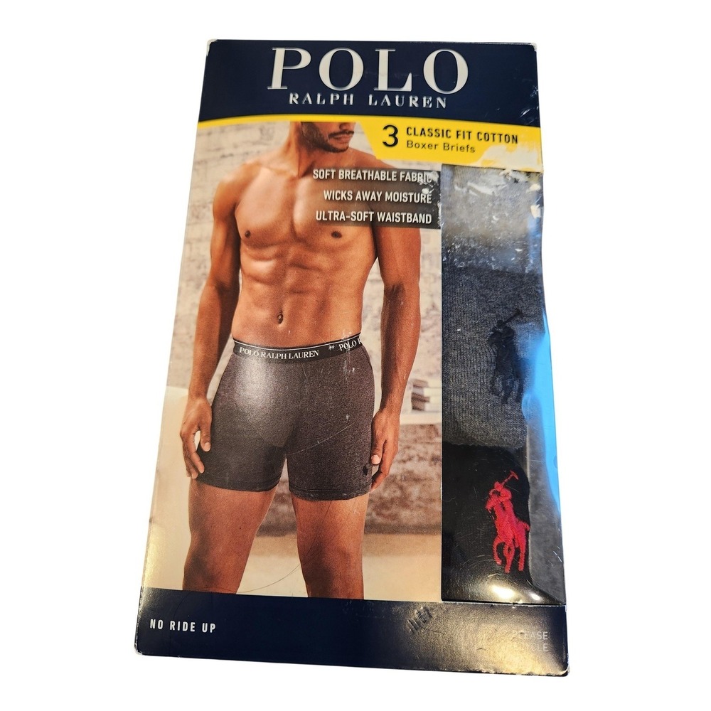 Polo Ralph Lauren Boxer Briefs Mens Medium Multi Color 3 Pack Classic Fit Cotton